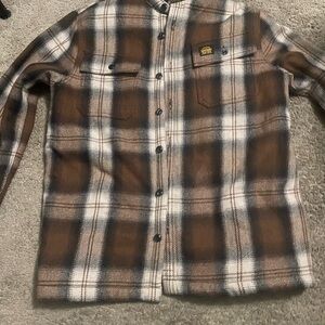 Men's  SuperDry  Brown Plaid Jacket with fur inside - size Men's Medium
